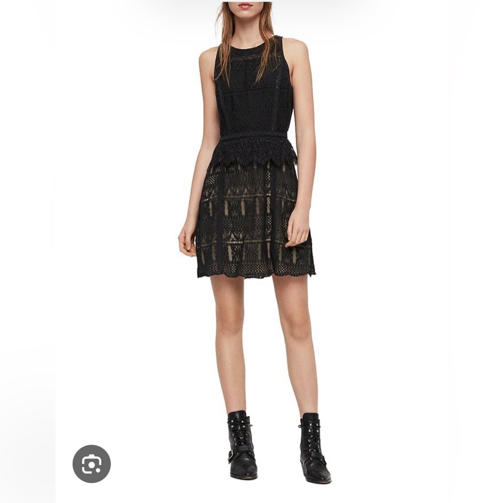 NWT All Saints Melia Peplum Lace Dress UK8 US4